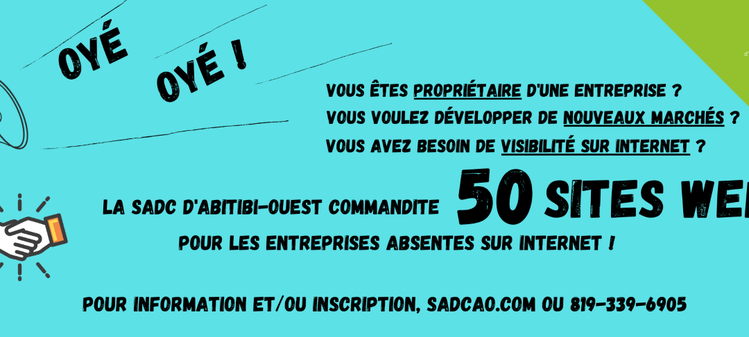 50 sites Web pour la relance des entreprises en Abitibi-Ouest, Villebois et Valcanton