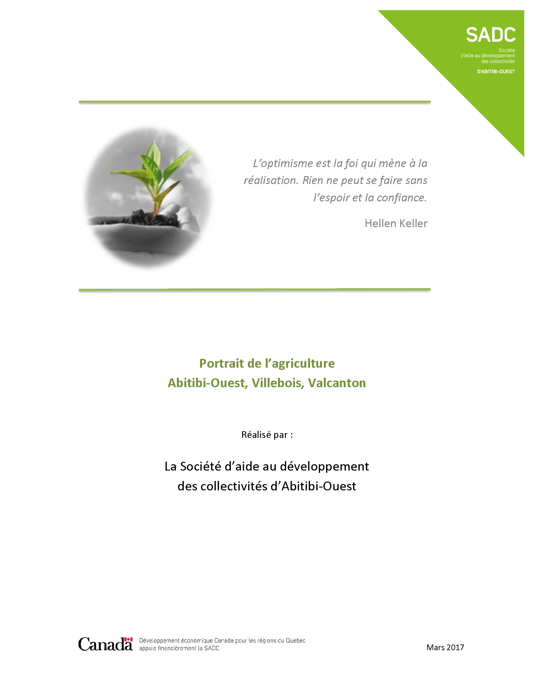Portrait de l'agriculture