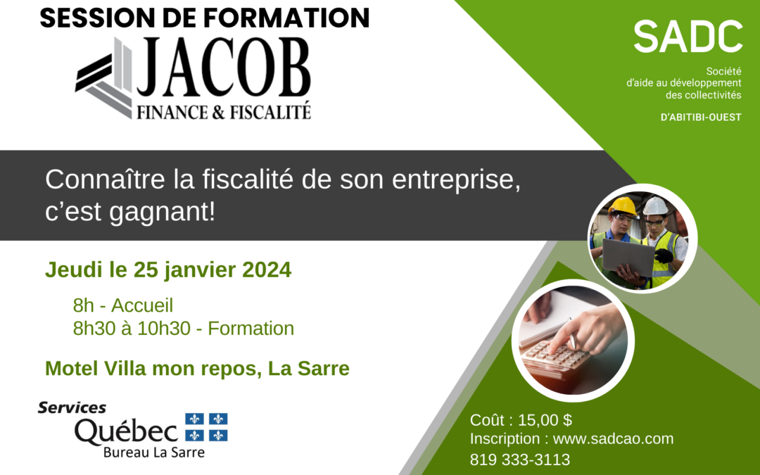 Le 25 janvier 2024 : Session de formation sur la fiscalité des entreprises