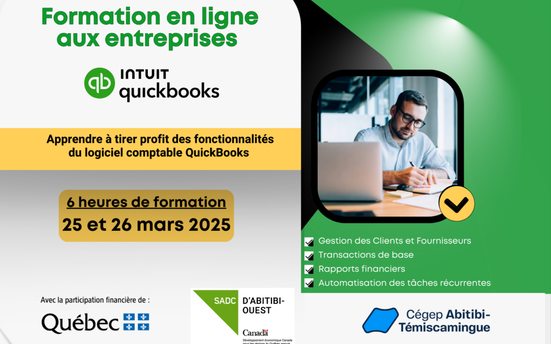 Bilan de la formation en ligne sur QuickBooks organisée par la SADC d’Abitibi-Ouest
