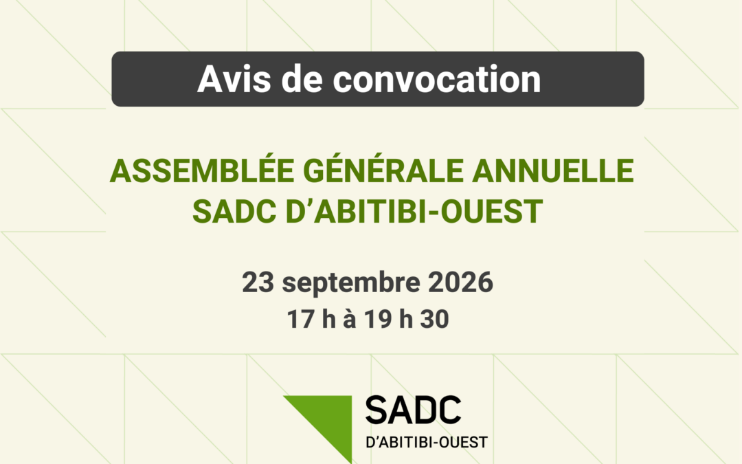 Invitation à la 32e AGA de la SADC d&rsquo;Abitibi-Ouest